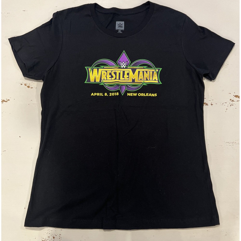 WWE WrestleMania 34 Short Sleeve  Graphic T-Shirt Size XL Black 2018 New Orleans